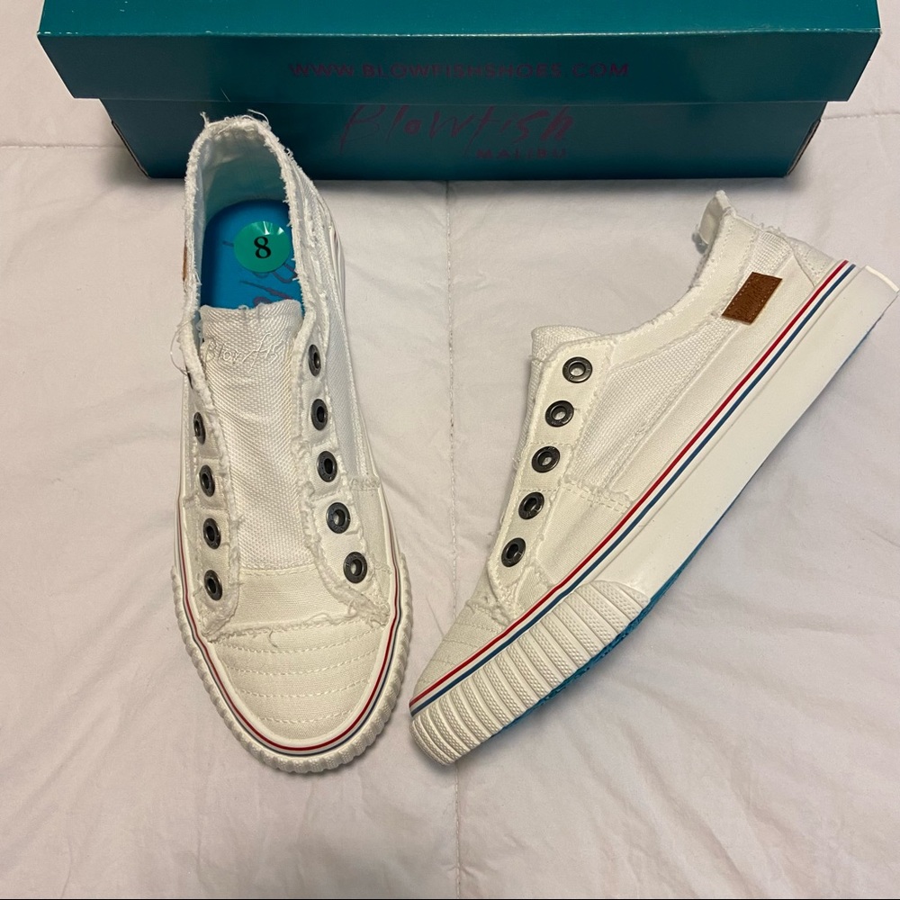 Blowfish White Slip On No Lace Sneakers
